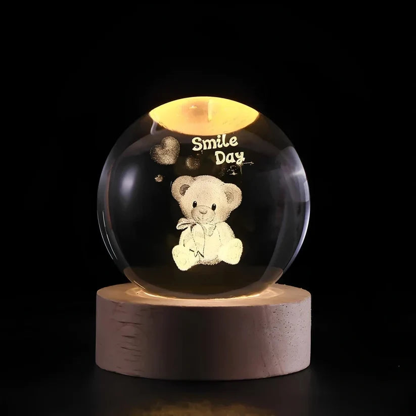 Crystal Ball Night Light 3D Engraved USB Powered