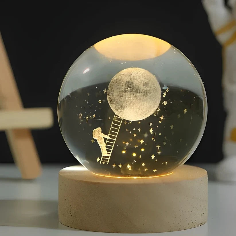 Crystal Ball Night Light 3D Engraved USB Powered