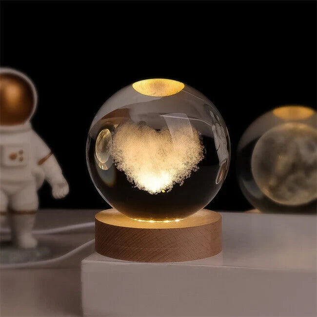 Crystal Ball Night Light 3D Engraved USB Powered