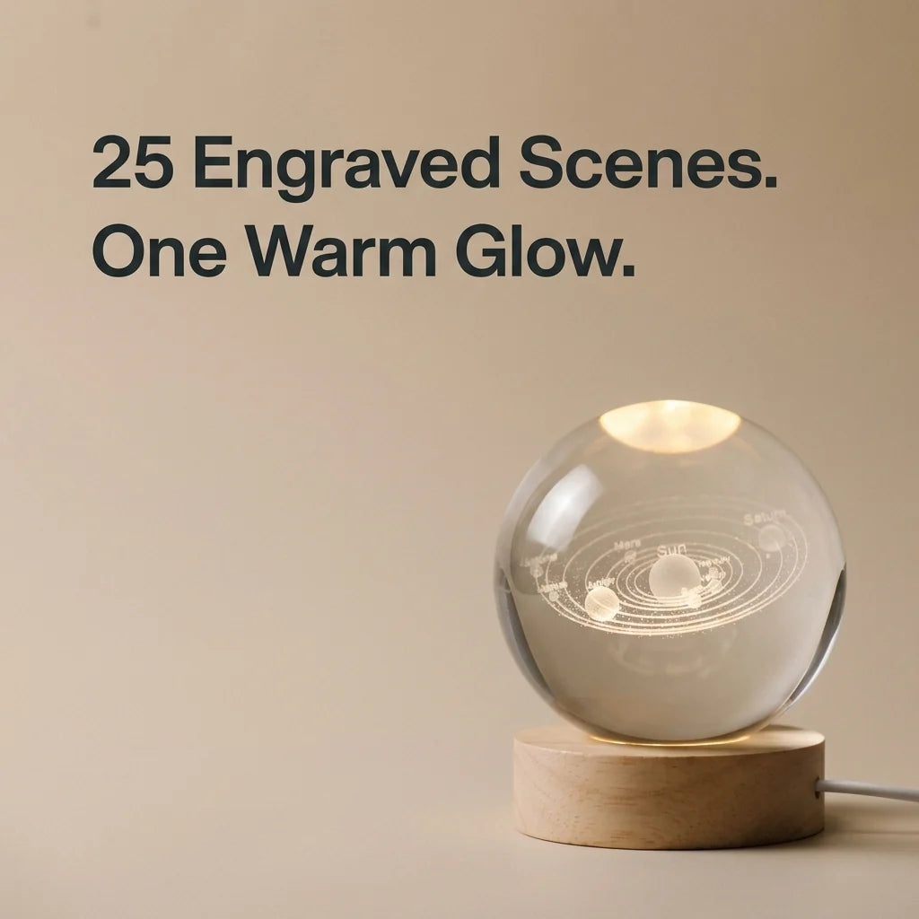 Crystal Ball Night Light 3D Engraved USB Powered