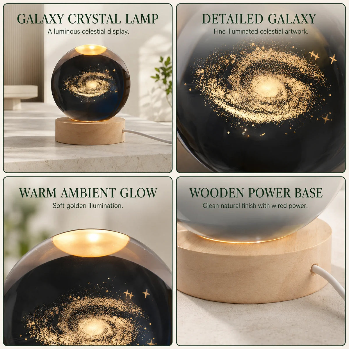 Crystal Ball Night Light 3D Engraved USB Powered