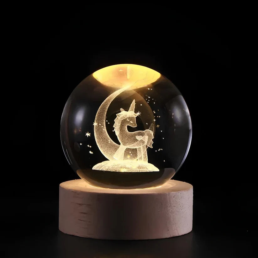 Crystal Ball Night Light 3D Engraved USB Powered