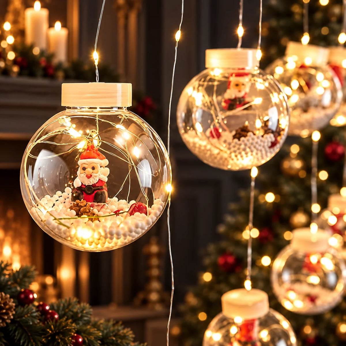 Curtain String Lights 10 LED Ornament Balls Connectable