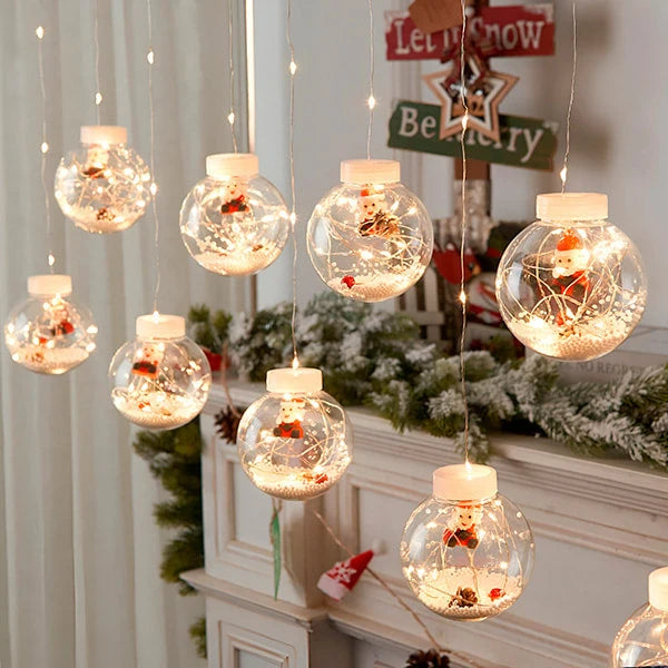 Curtain String Lights 10 LED Ornament Balls Connectable