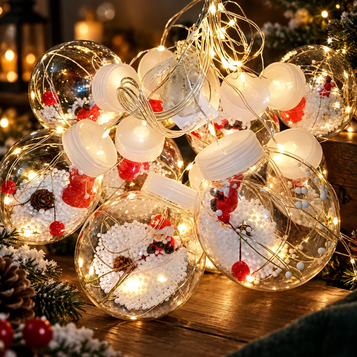 Curtain String Lights 10 LED Ornament Balls Connectable