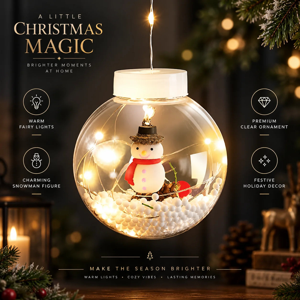 Curtain String Lights 10 LED Ornament Balls Connectable