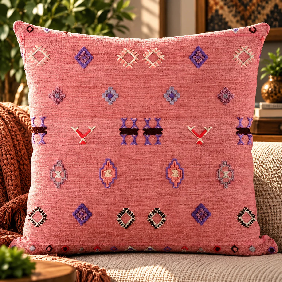 Cushion Cover Kilim Geometric Woven Fits 18 Inch