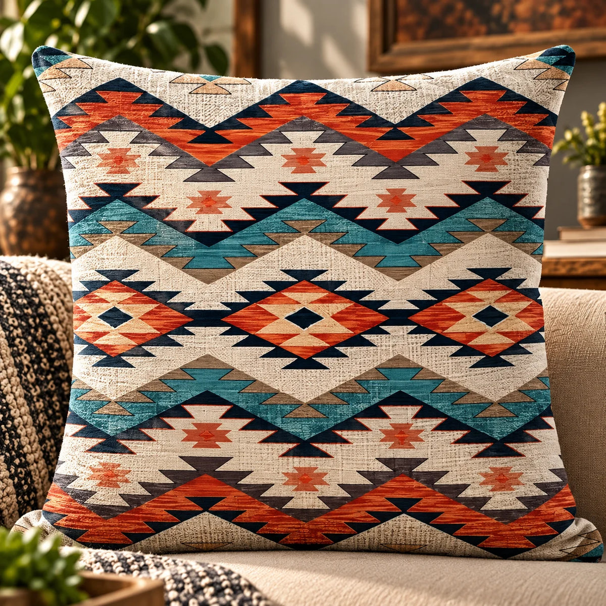 Cushion Cover Kilim Geometric Woven Fits 18 Inch