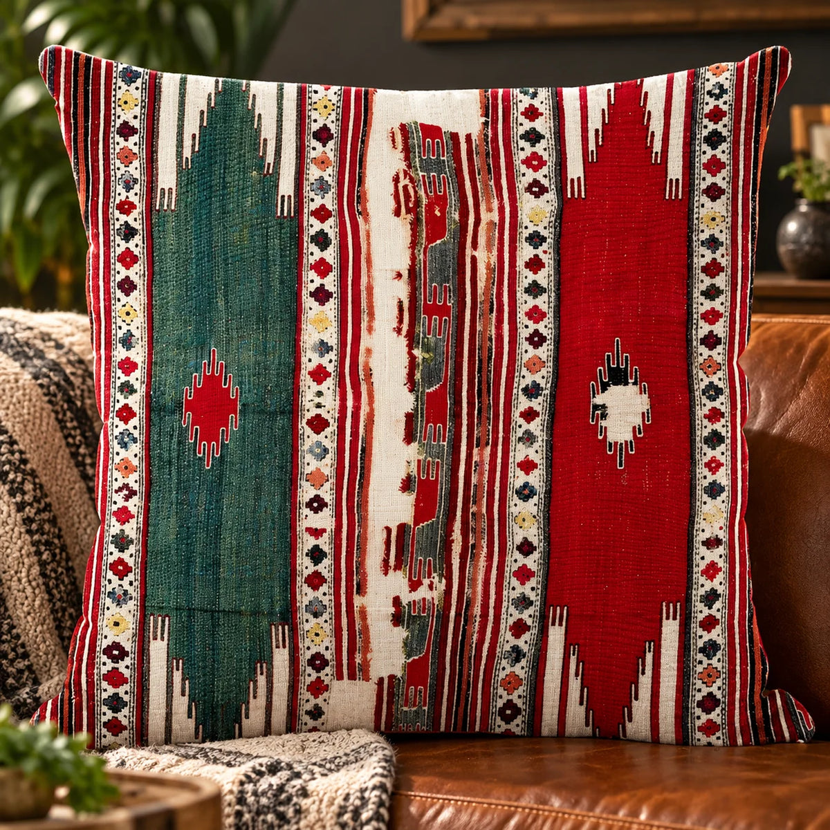 Cushion Cover Kilim Geometric Woven Fits 18 Inch