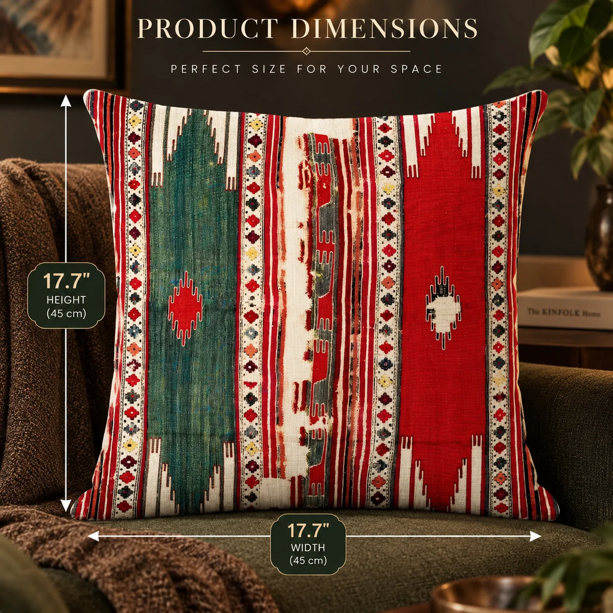 Cushion Cover Kilim Geometric Woven Fits 18 Inch