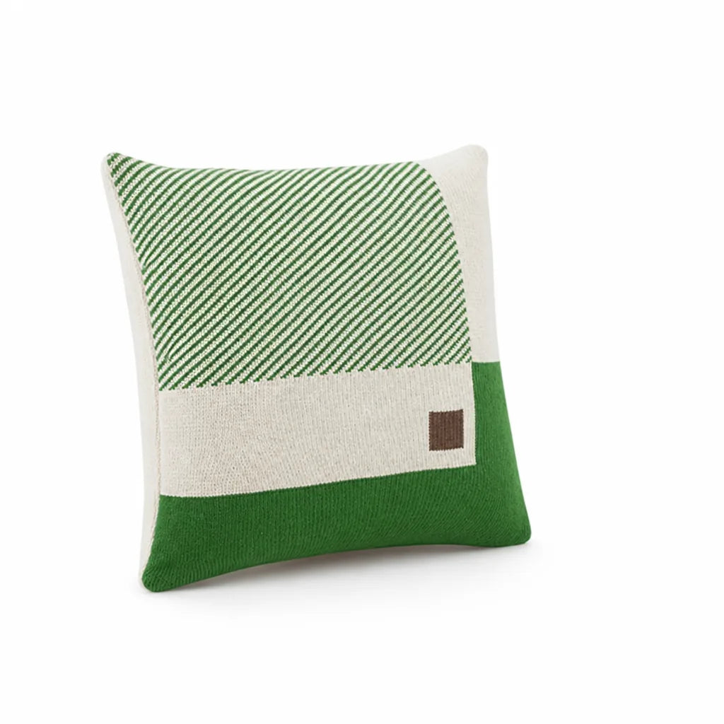 Cushion Cover Knitted Cotton Geometric Check 18x18 Inch