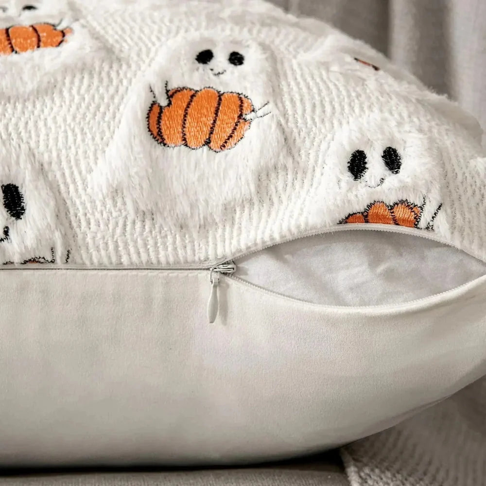 Cushion Cover Pumpkin Pattern Microfiber Blend 18 x 18