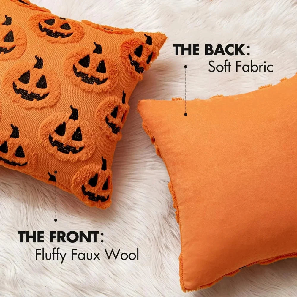 Cushion Cover Pumpkin Pattern Microfiber Blend 18 x 18