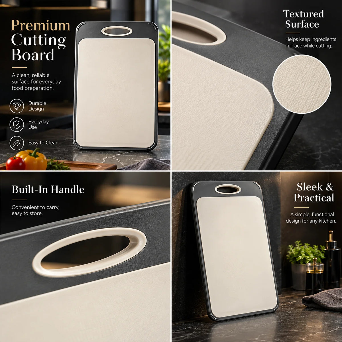 Cutting Board Dual-Sided Stainless Steel & Wheat Straw