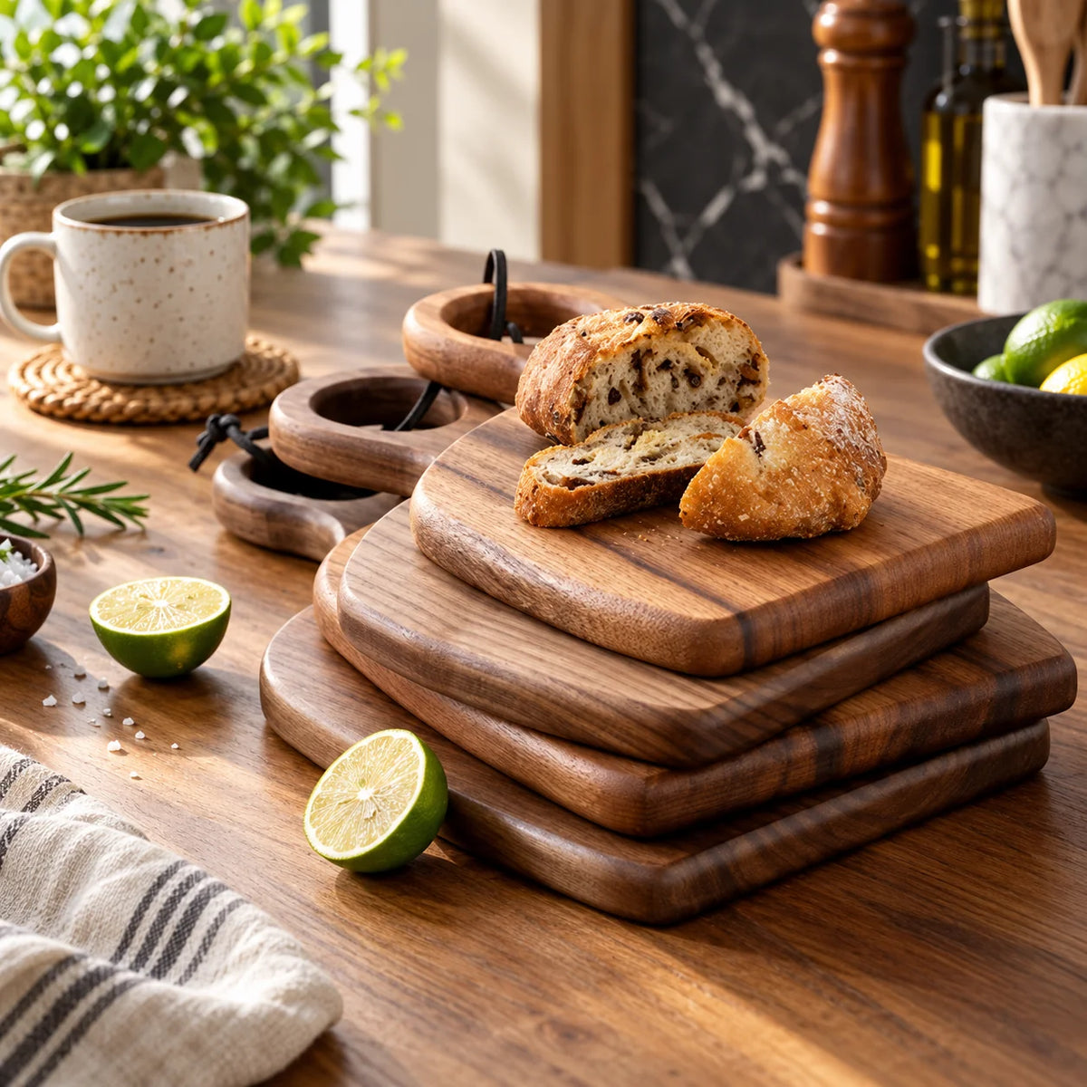 Cutting & Serving Board Set Walnut Double-Sided 2-Piece