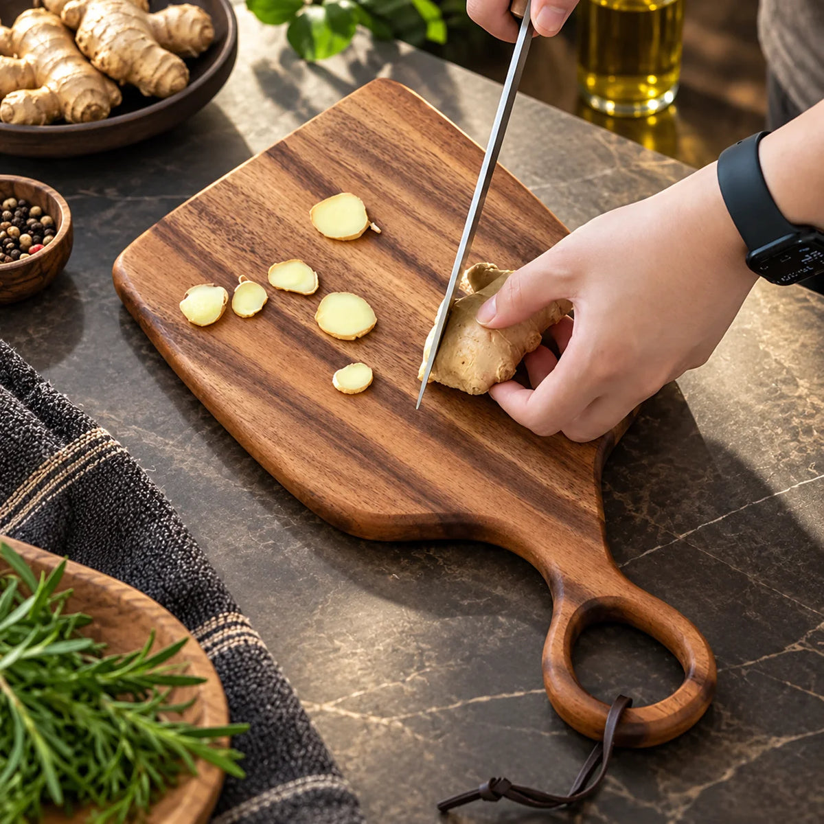 Cutting & Serving Board Set Walnut Double-Sided 2-Piece