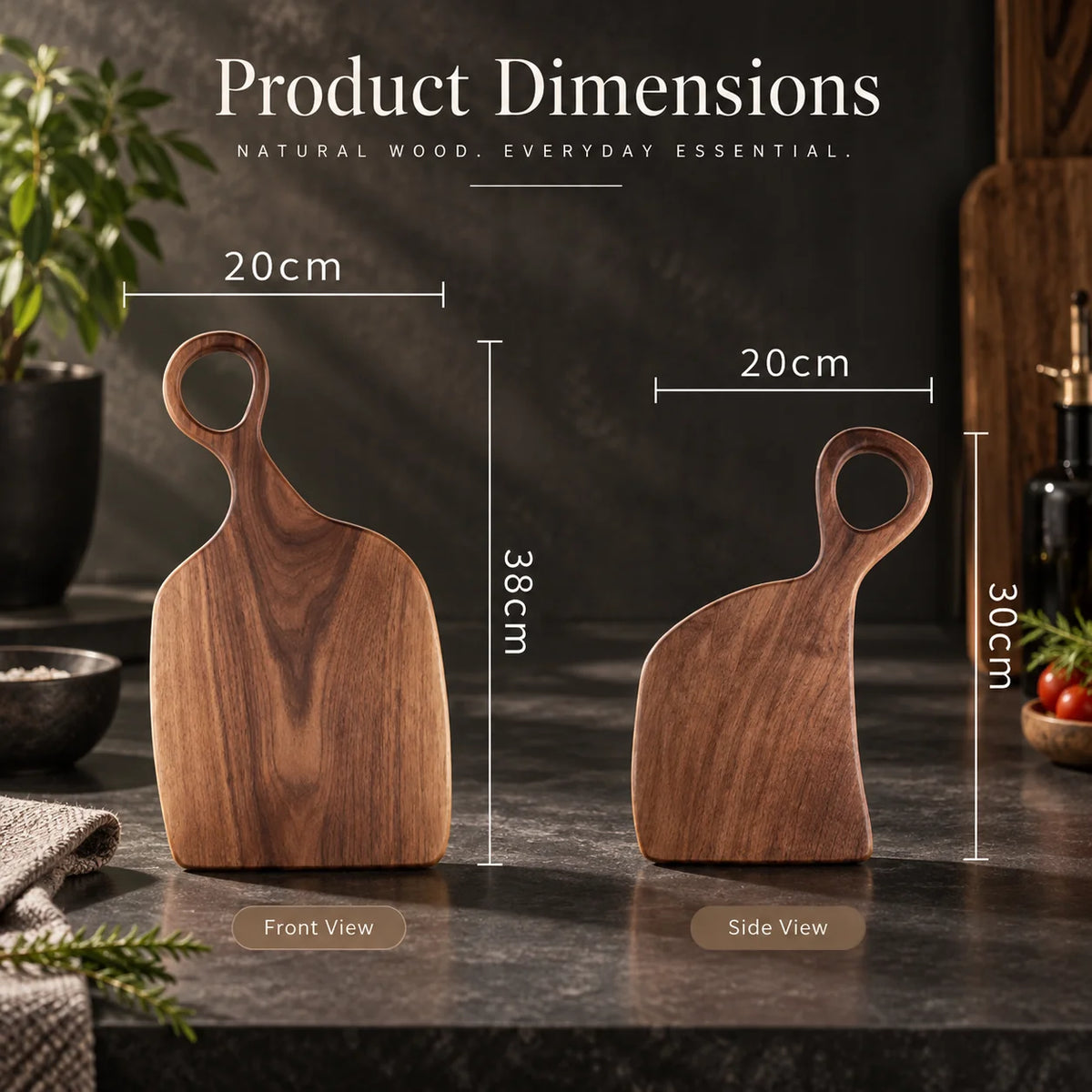 Cutting & Serving Board Set Walnut Double-Sided 2-Piece