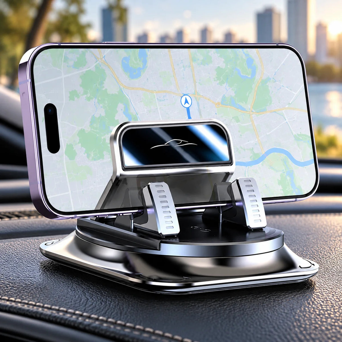 Dashboard Phone Mount 360-Degree Rotation & Anti-Slip Silicone Grip