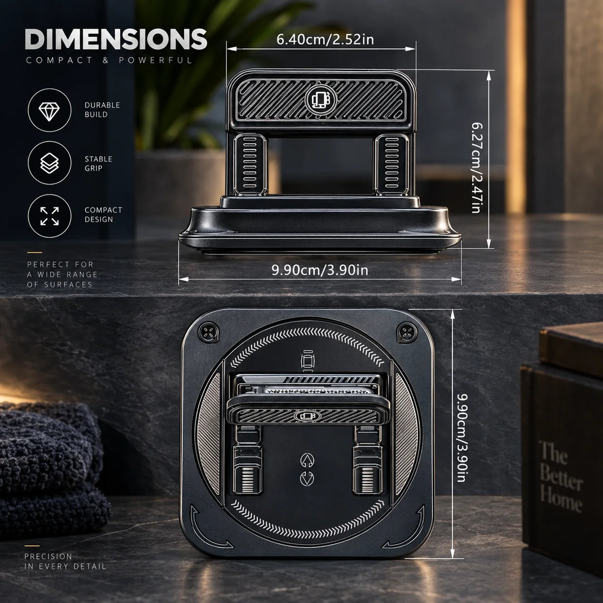 Dashboard Phone Mount 360-Degree Rotation & Anti-Slip Silicone Grip