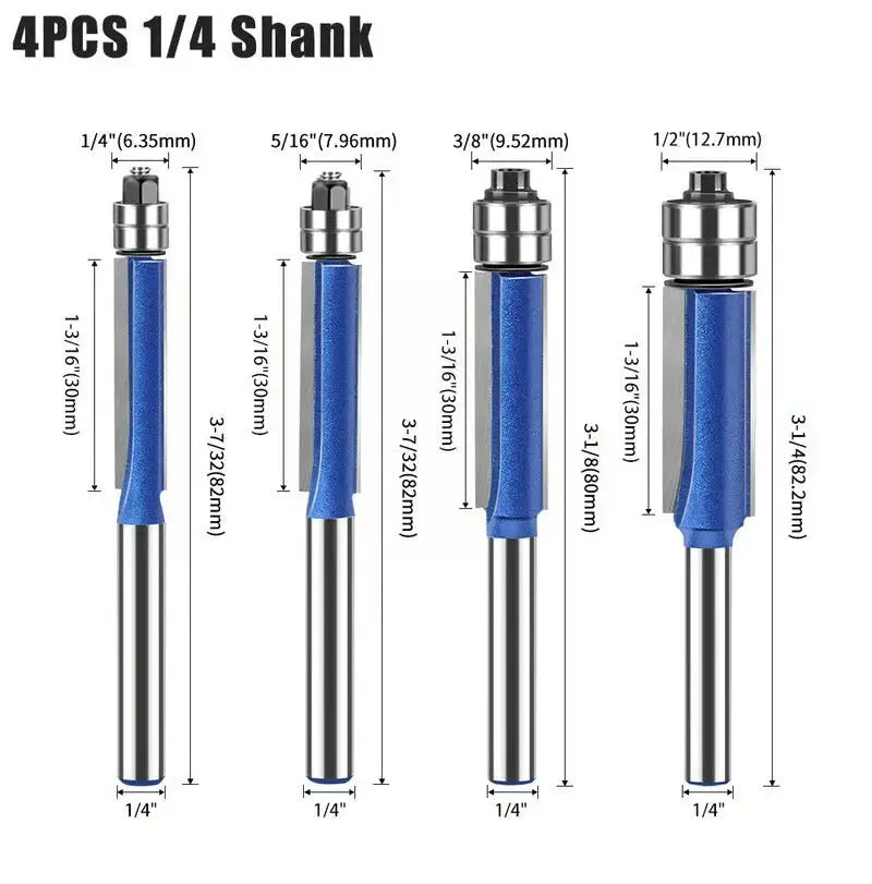 Deburring & Polishing Set Double Bearing 1/4 Inch Shank