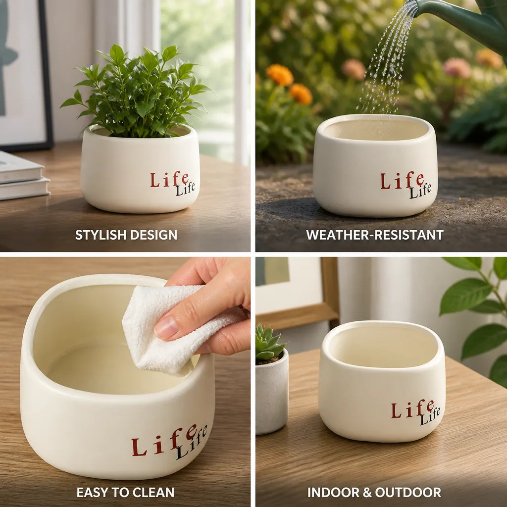 Decorative Planter Matte Finish 11.5cm Diameter Indoor & Outdoor