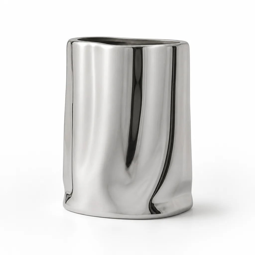 Decorative Vase Metallic Ceramic Polished Textured Finish