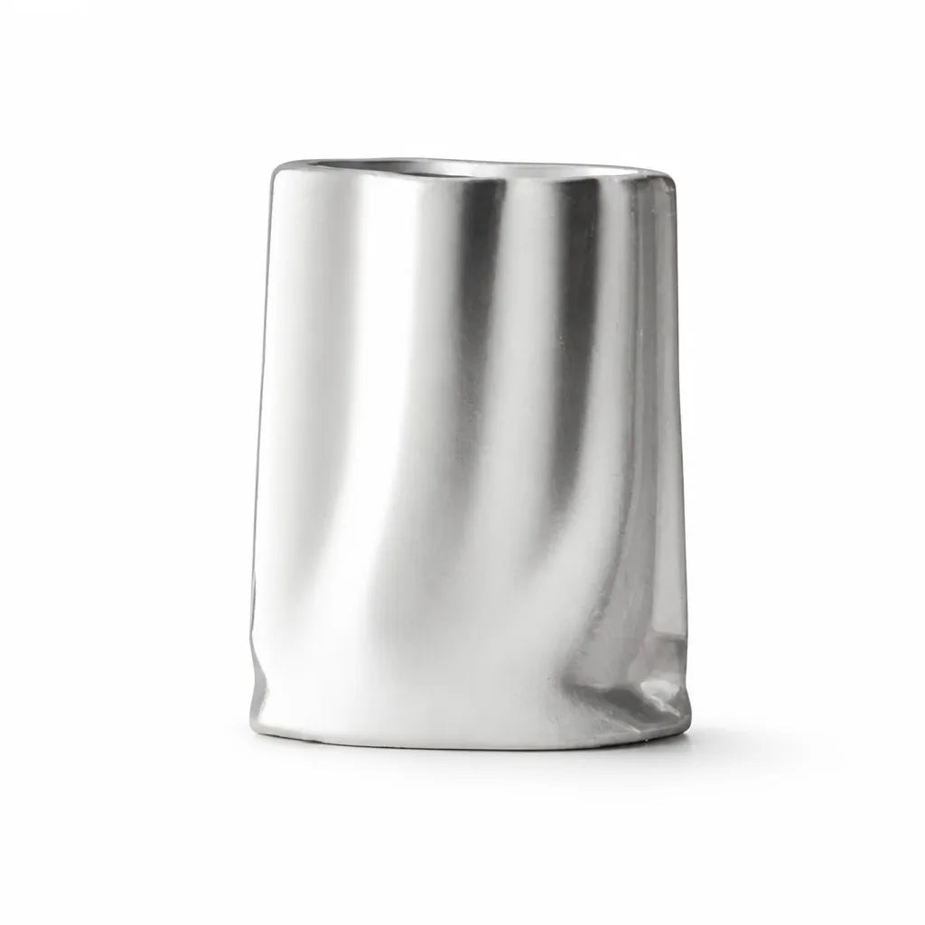 Decorative Vase Metallic Ceramic Polished Textured Finish