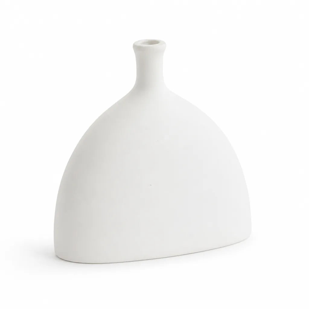 Decorative Vase Minimalist White Smooth Finish