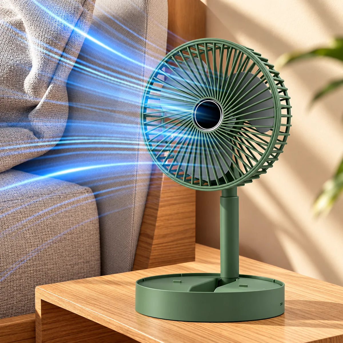Desk Fan Foldable Telescopic USB Rechargeable Quiet