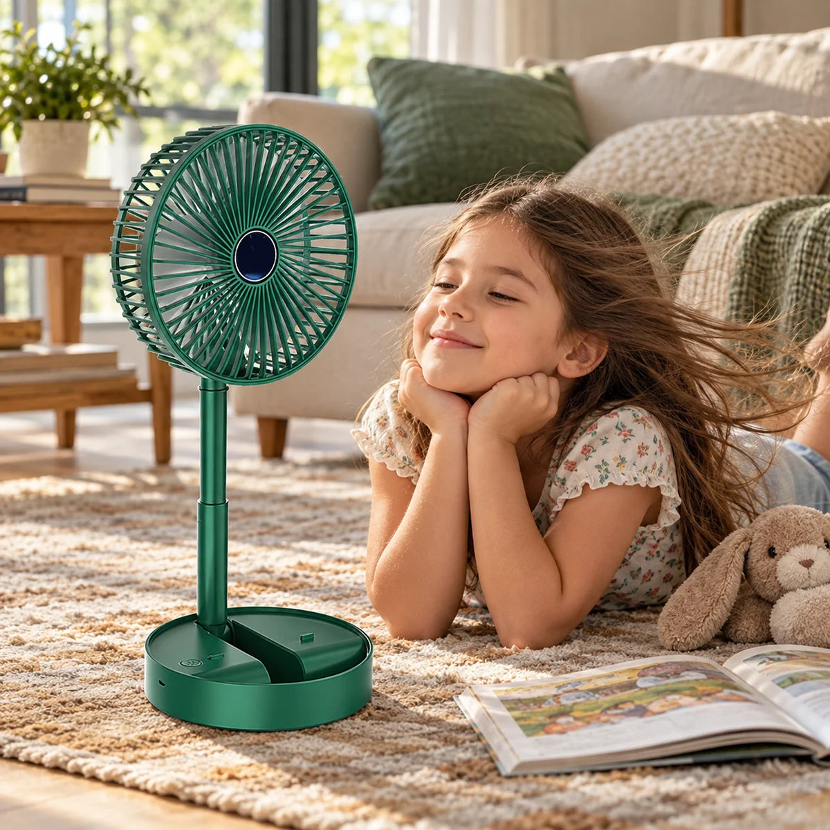 Desk Fan Foldable Telescopic USB Rechargeable Quiet