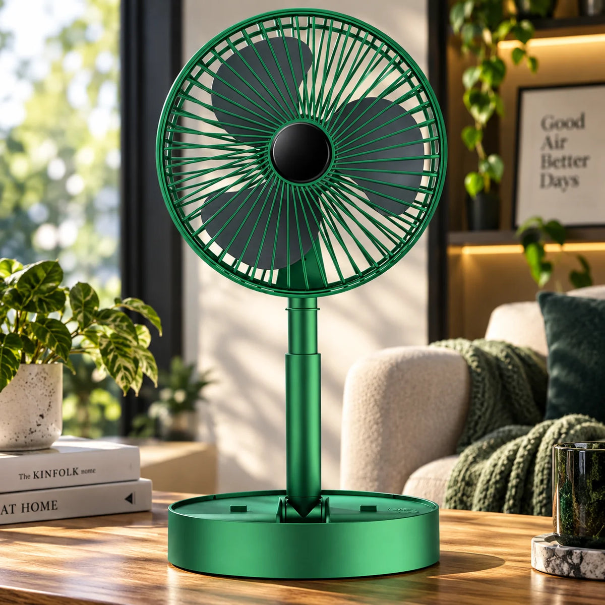 Desk Fan Foldable Telescopic USB Rechargeable Quiet