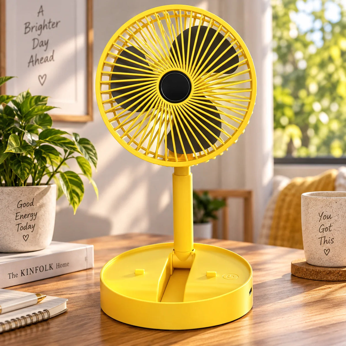 Desk Fan Foldable Telescopic USB Rechargeable Quiet