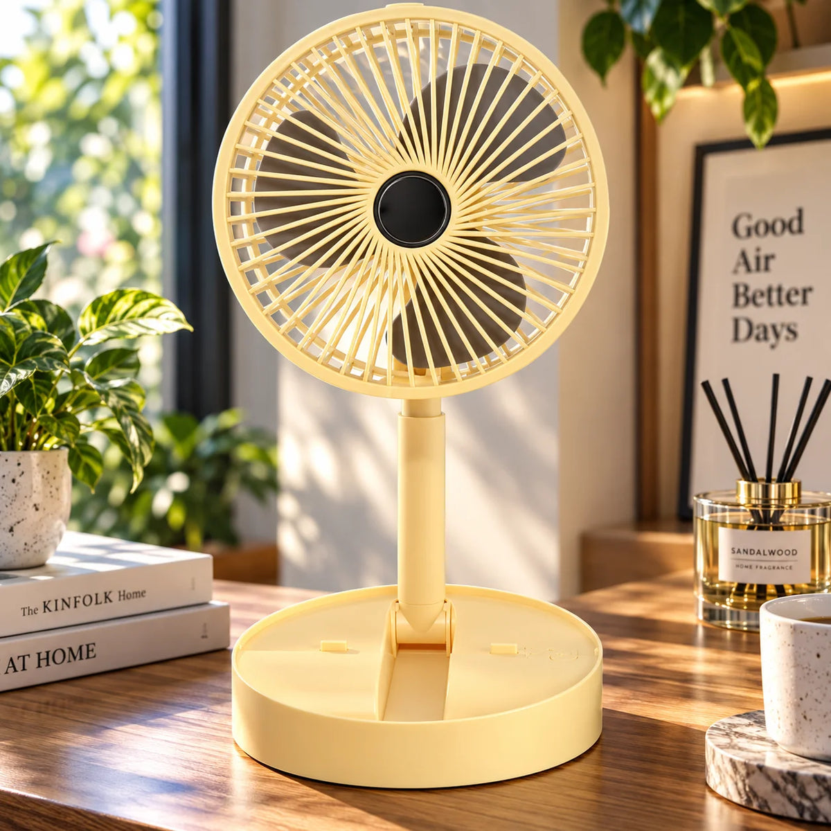 Desk Fan Foldable Telescopic USB Rechargeable Quiet
