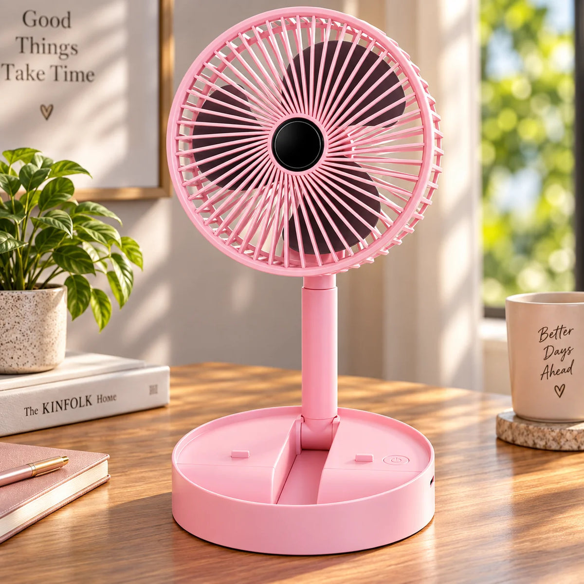 Desk Fan Foldable Telescopic USB Rechargeable Quiet