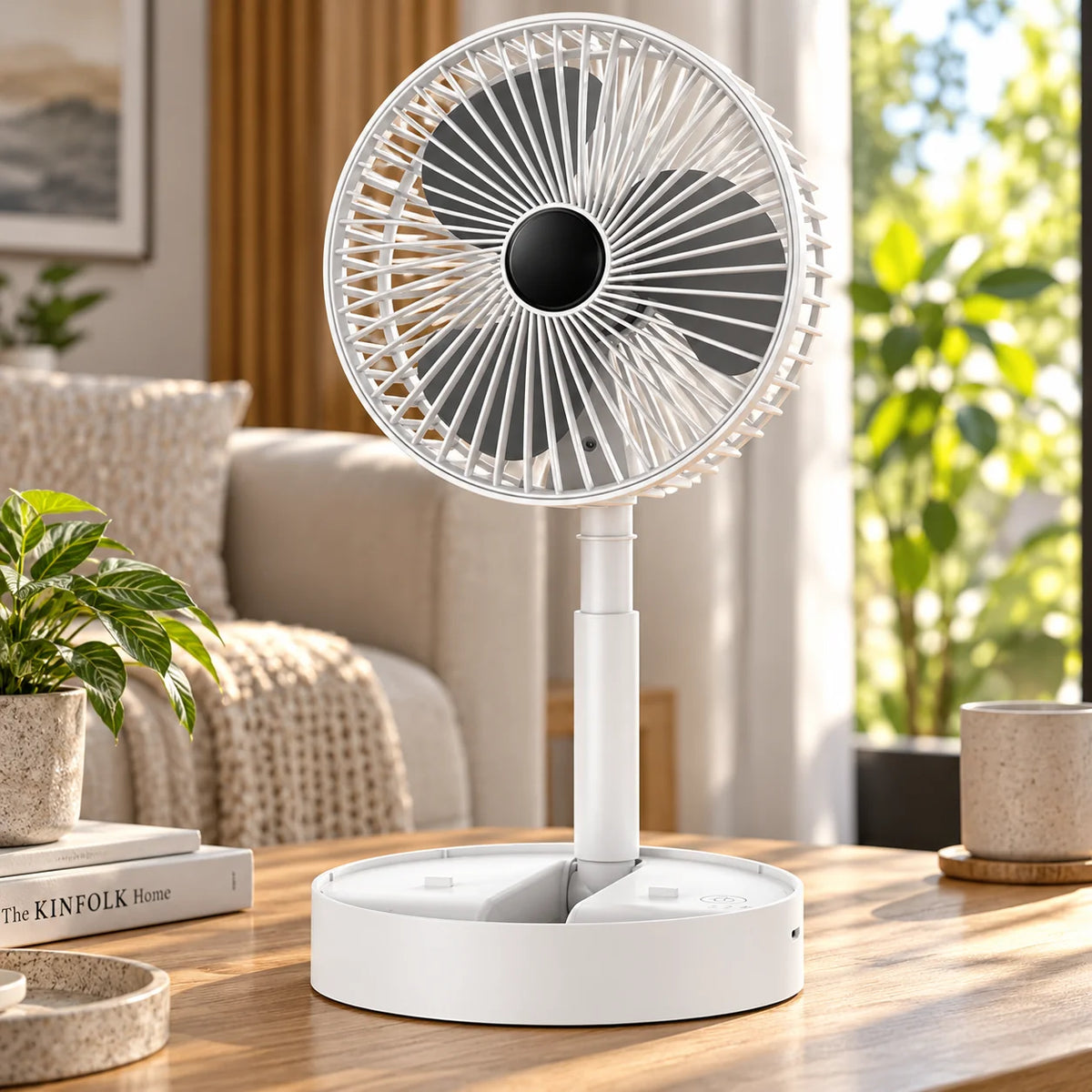 Desk Fan Foldable Telescopic USB Rechargeable Quiet