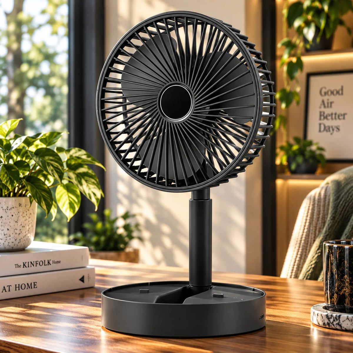 Desk Fan Foldable Telescopic USB Rechargeable Quiet