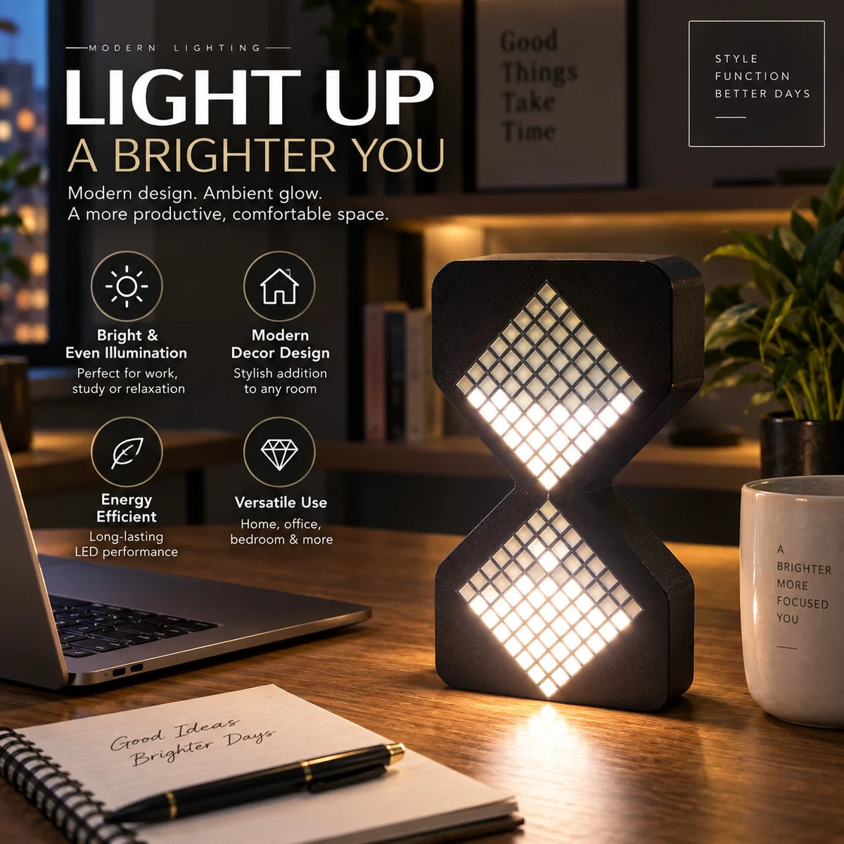Desk Timer LED Hourglass Silent 1 To 30 Minutes