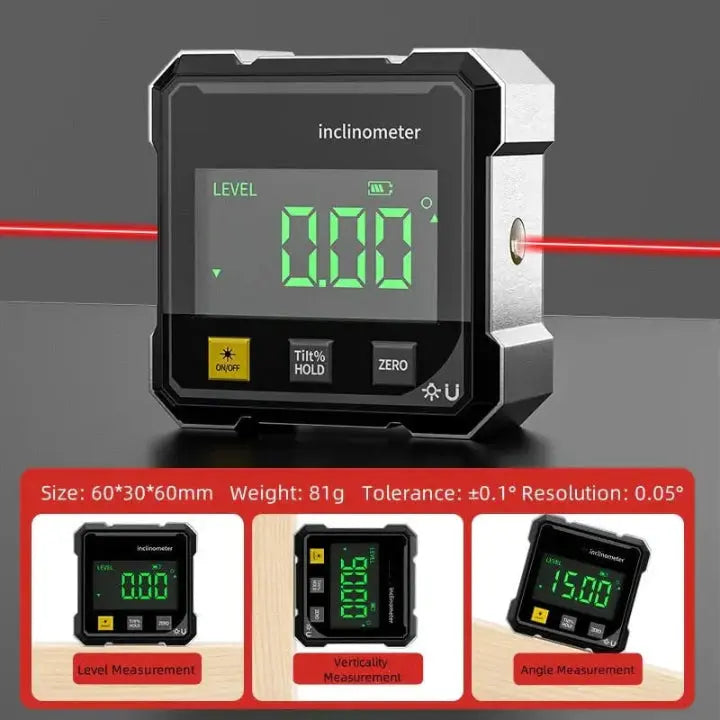 Digital Angle Finder Laser Line Magnetic Base USB Rechargeable