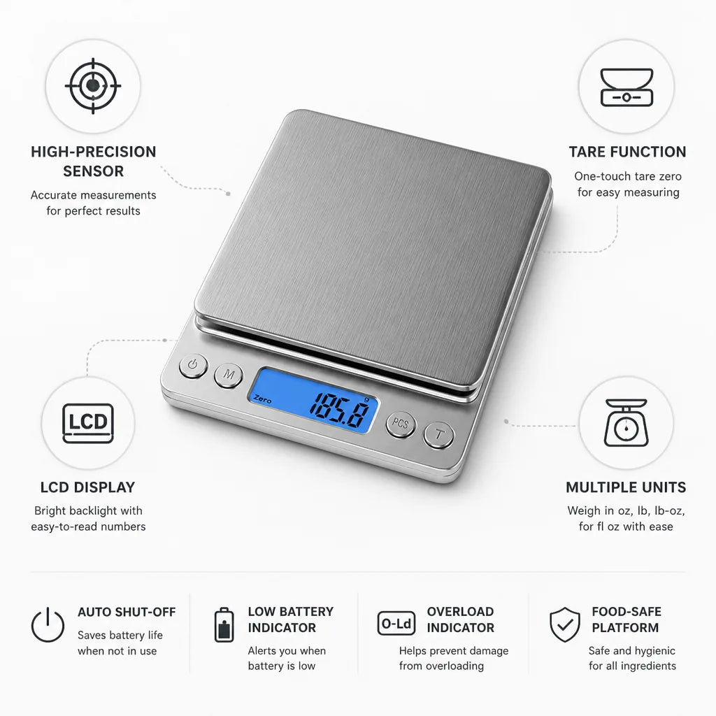Digital Kitchen Scale High-Precision Sensor LCD Display & Tare