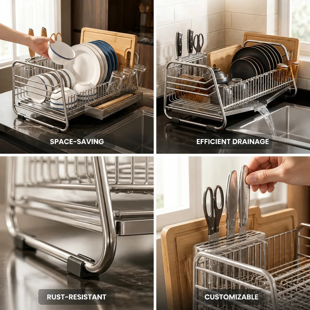 Dish Drying Rack Stainless Steel Drip Tray