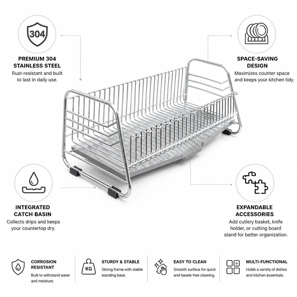 Dish Drying Rack Stainless Steel Drip Tray