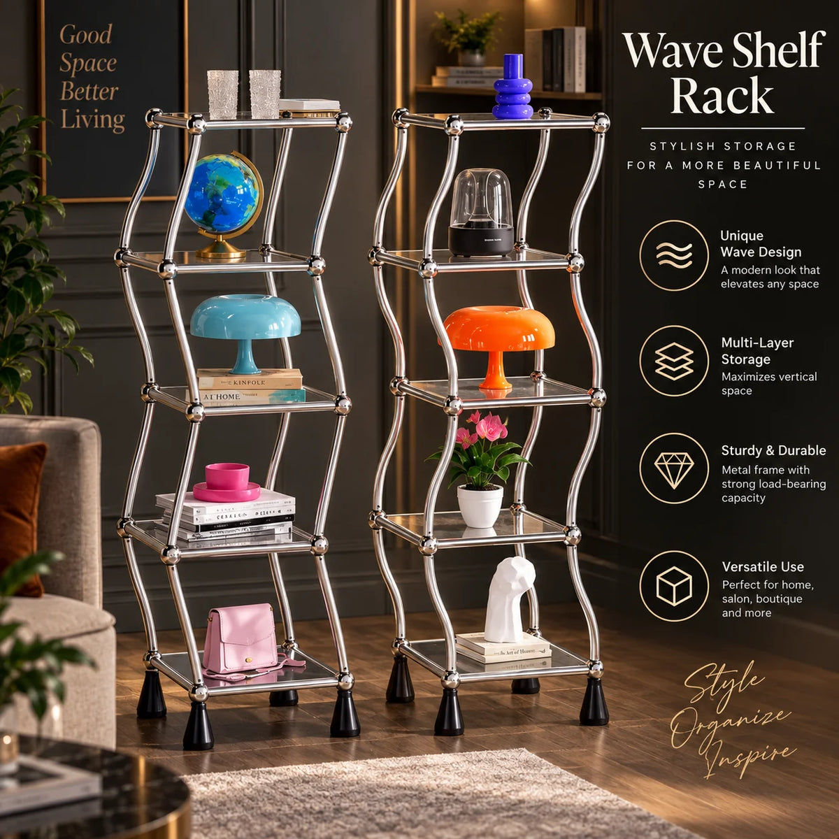 Display Shelf Motorized Rotating 5-Tier With Casters