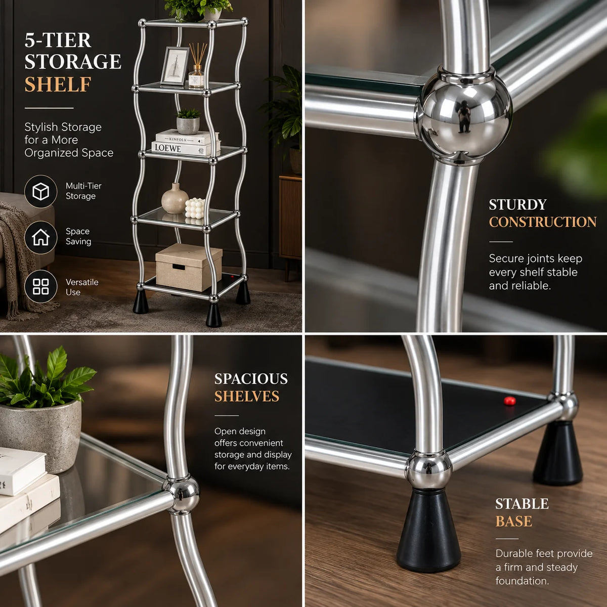 Display Shelf Motorized Rotating 5-Tier With Casters