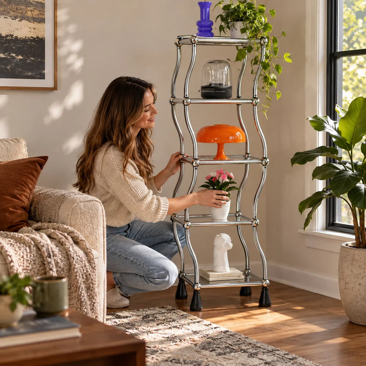 Display Shelf Motorized Rotating 5-Tier With Casters