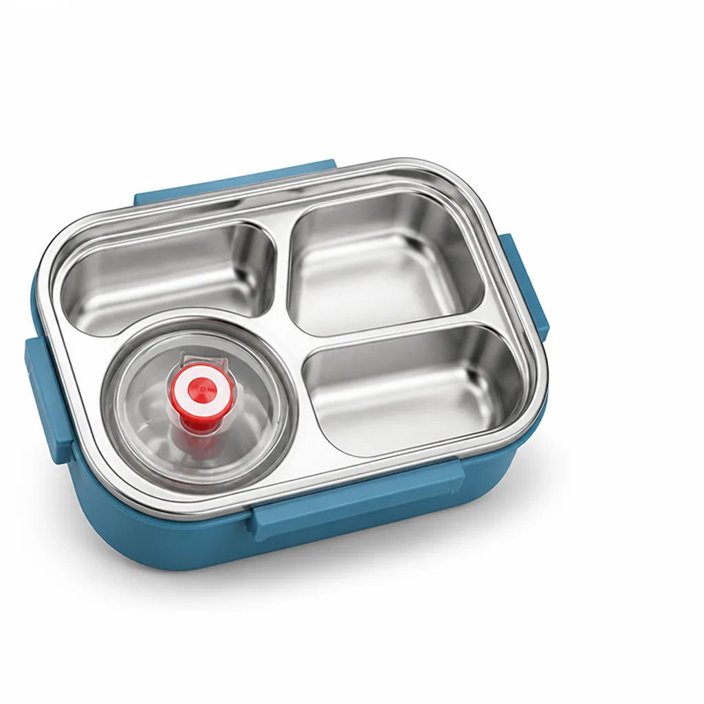 Divided Stainless Steel Bento Lunch Box (4-Compartment)