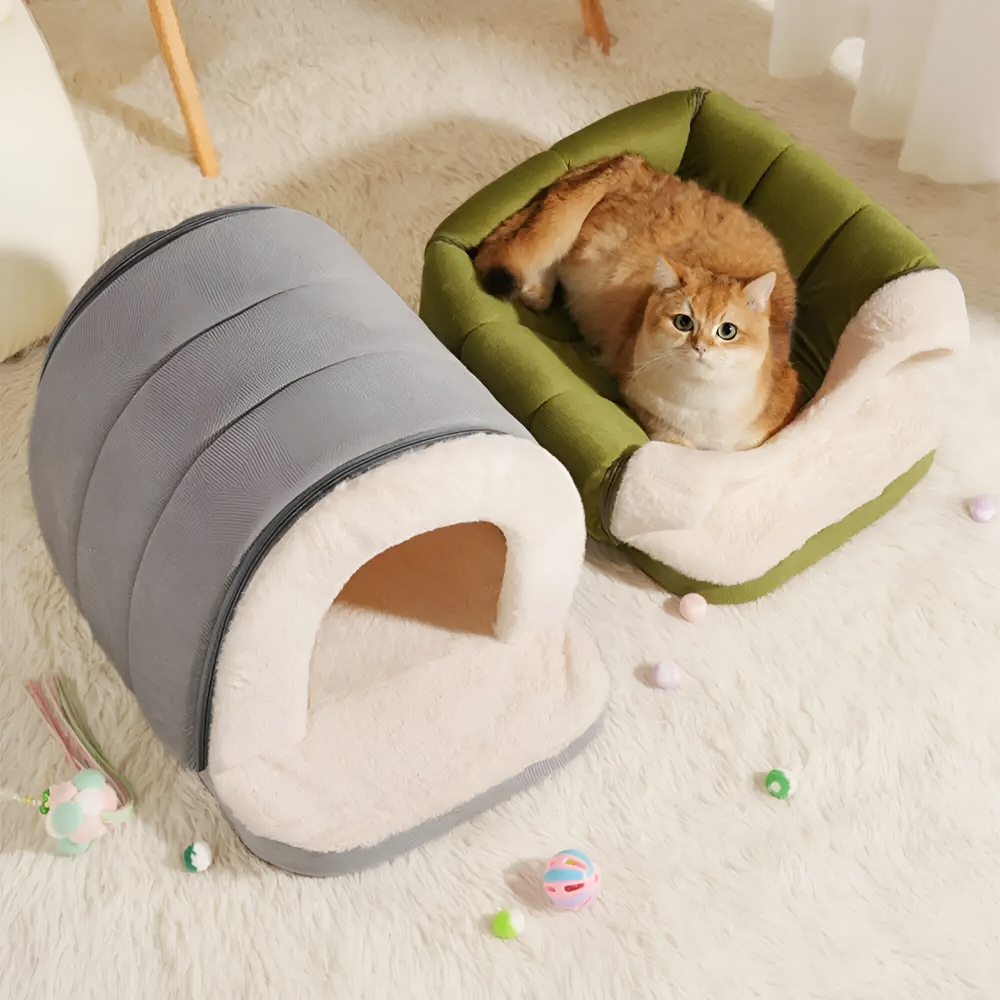 Dog & Cat Bed Convertible Orthopedic Plush Washable Cover