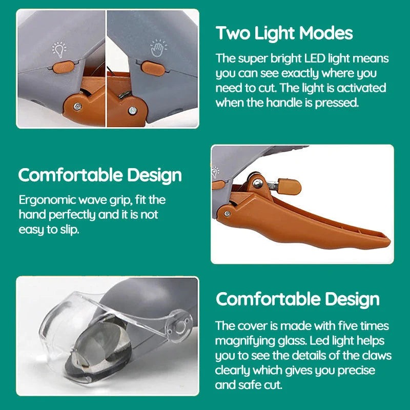 Dog Nail Clippers LED Light & Safety Guard
