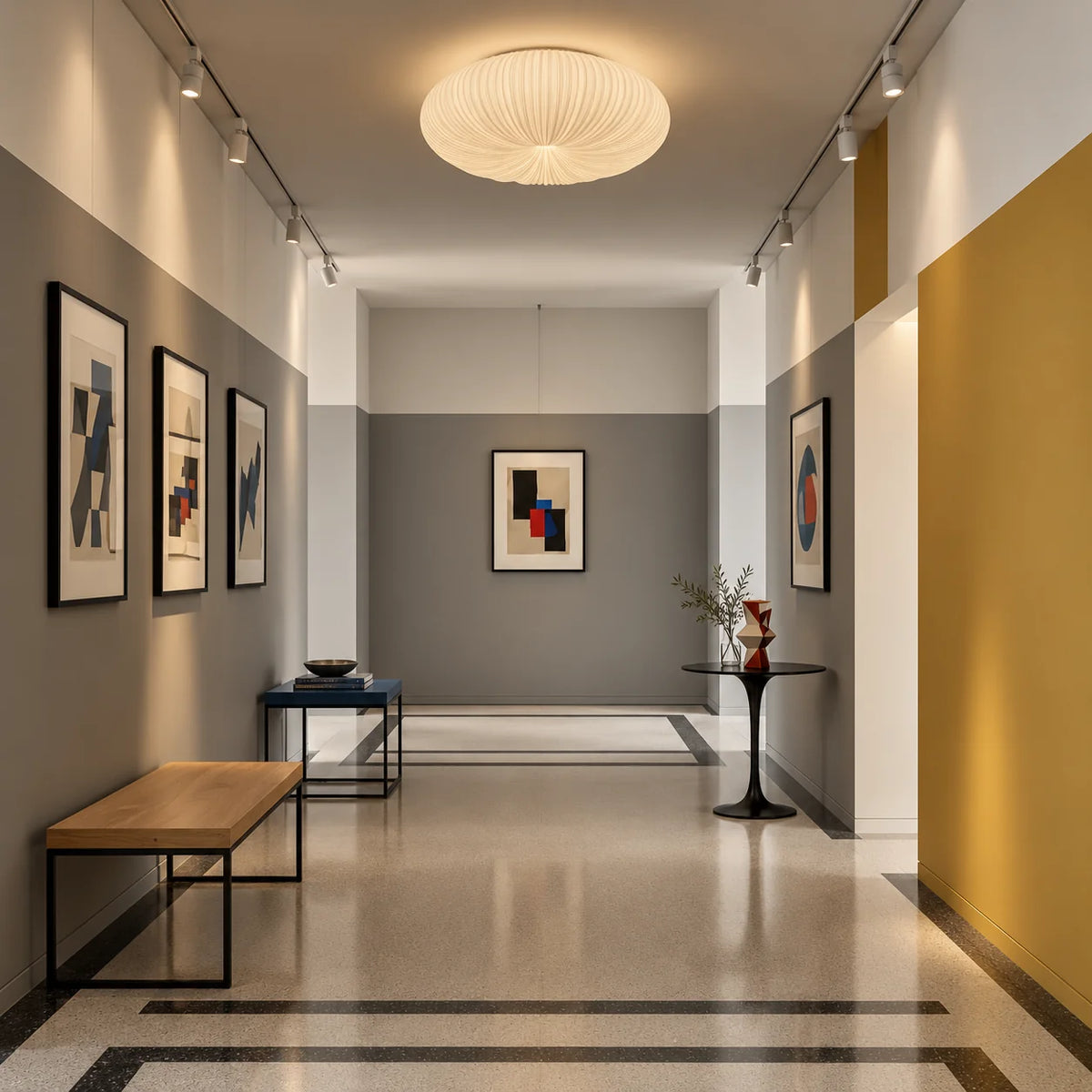 Dome Ceiling Light Minimalist Iron Frame & PVC Diffuser