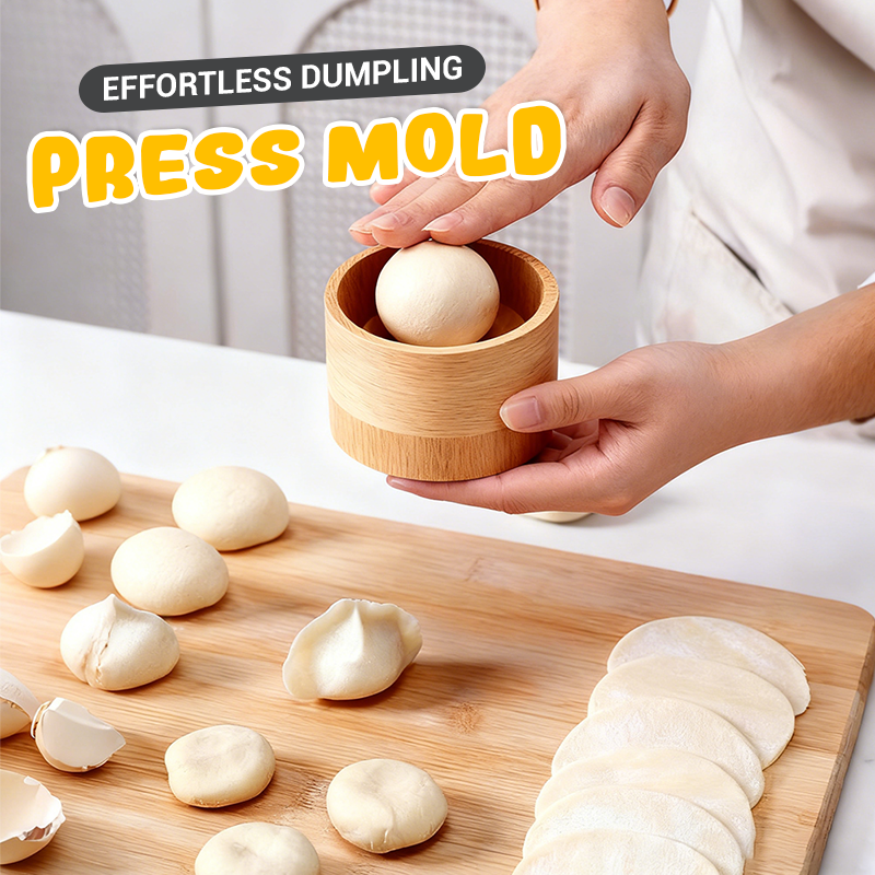 Dough Press Natural Wood Non-Stick & Ergonomic Grip