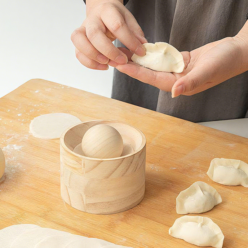 Dough Press Natural Wood Non-Stick & Ergonomic Grip
